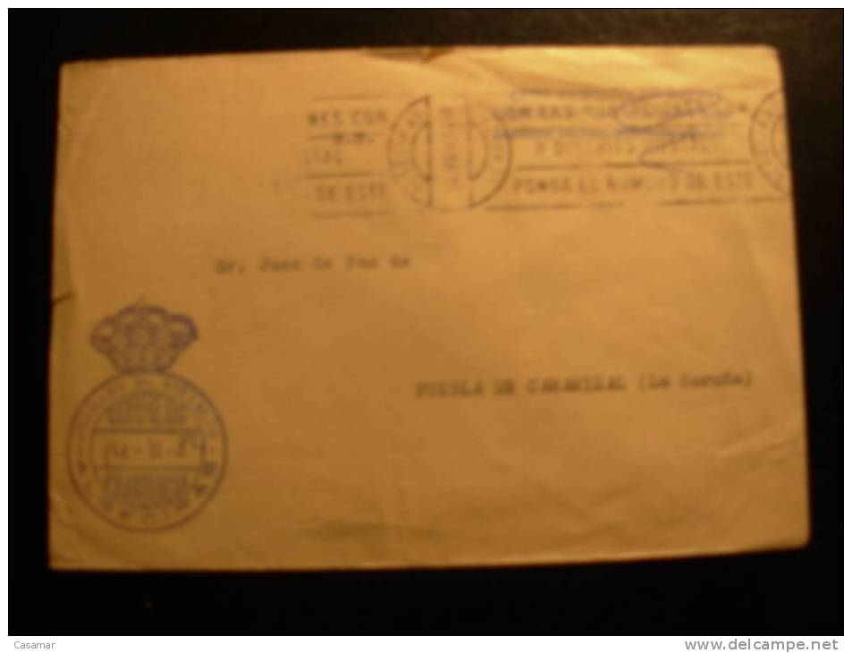 Algeciras A Caramiñal La Coruña 1984 Franquicia Juzgado Distrito Sobre Cover Enveloppe - Postage Free