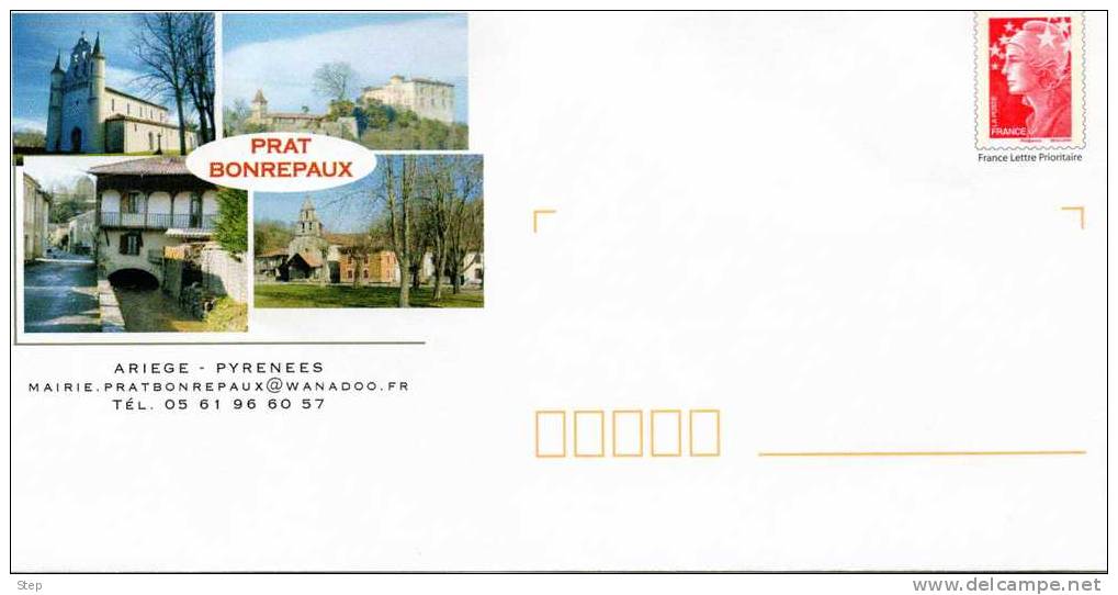 PAP PRAT BONREPAUX (ARIEGE) : CHATEAU, EGLISE Et TORRENT - Prêts-à-poster:Overprinting/Beaujard