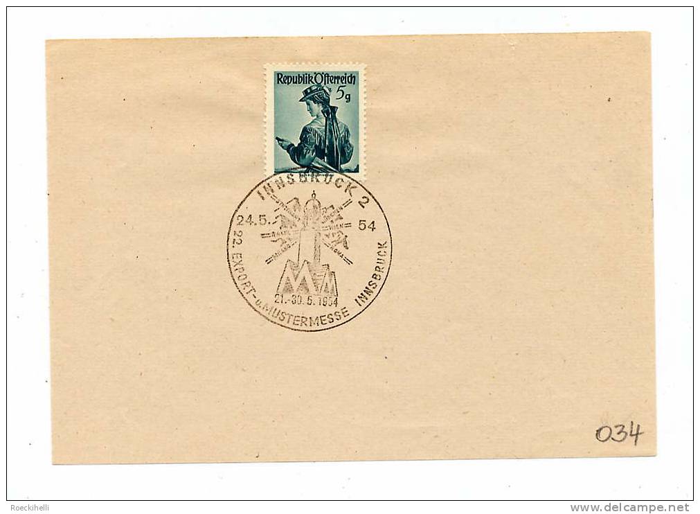 24.5.1954  -  Sonderstempel-Blatt  -  22. Export- U. Mustermesse Innsbruck (SSt 034) - Briefe U. Dokumente