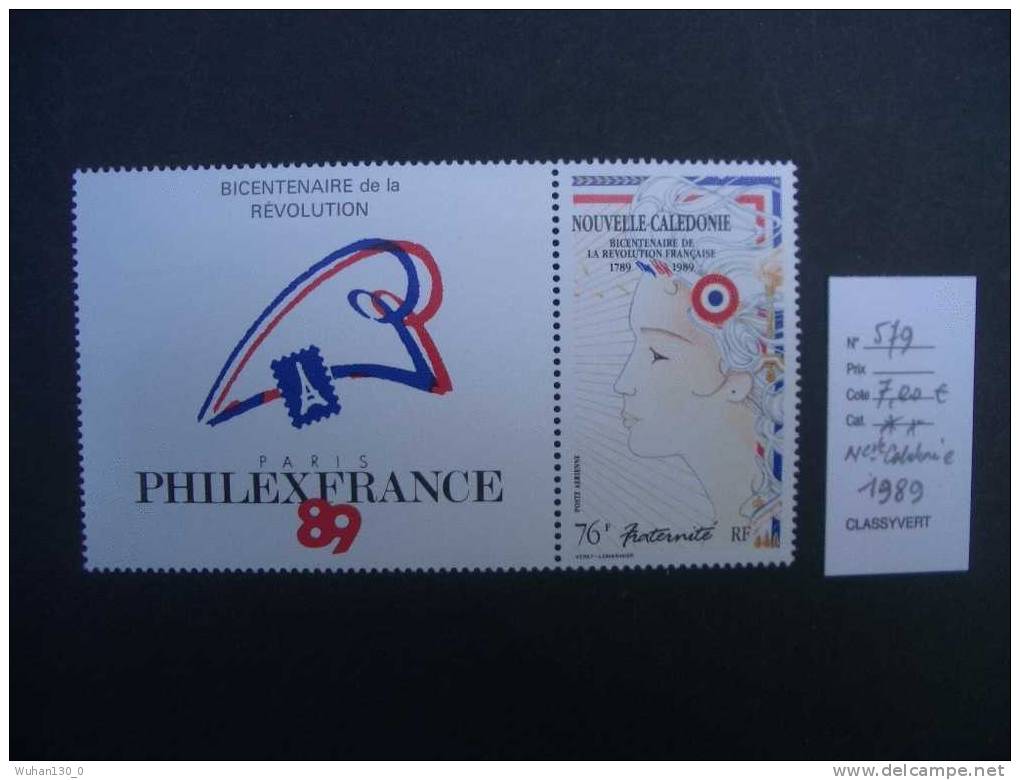 Nouvelle Calédonie   *  *  De  1989      "  Expo PHILEXFRANCE  89  "       1 Val.  +  Vignette - Unused Stamps