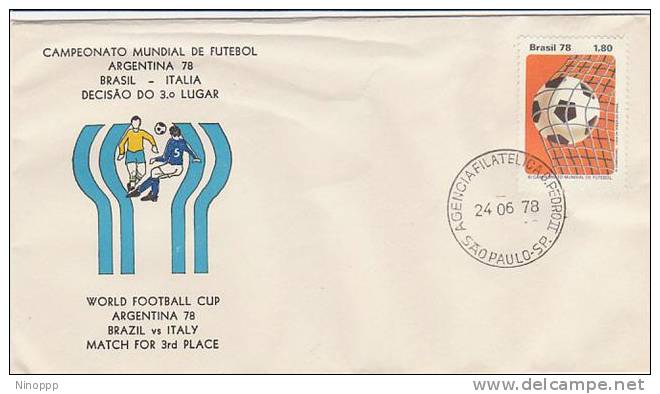 Brazil-1978 Football World Cup, Brazil Vs Italy Match For 3rd Place Souvenir Cover - Other & Unclassified