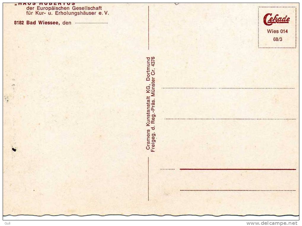 HAUS HUBERTUS(2) Der Europälschen Gesellschaft Für Kur-u-Erholungsäuser E.v  - 8182 Bad Wiessee *PRIX FIXE - Bad Windsheim