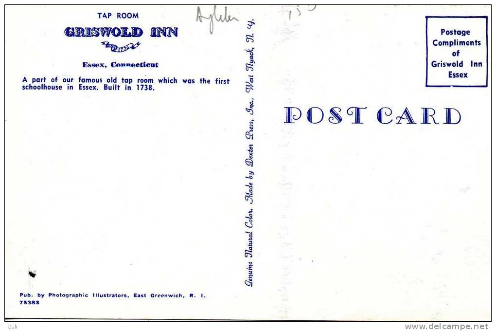 GRISWOLD INN - ESSEX  Connecticut Etats Unis - TAP ROOM Which Was The First Schoolhouse In Essex Buit In 1738 *PRIX FIXE - Autres & Non Classés