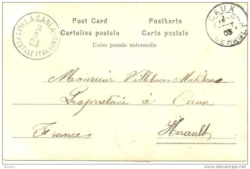 REF LBL - ITALIE EGEE - CPA VOYAGEE LA CANEA / CAUX 3/9/1903 - La Canea