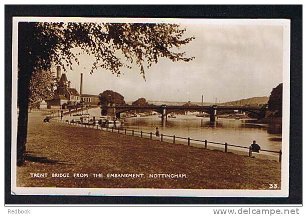 Real Photo Postcard Trent Bridge From The Embankment Nottingham - Ref 504 - Nottingham