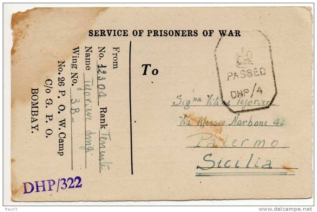 13.11.1943 - Card / Cartolina Prigionieri Di Guerra - Service Of Prisoners Of War - Franchise