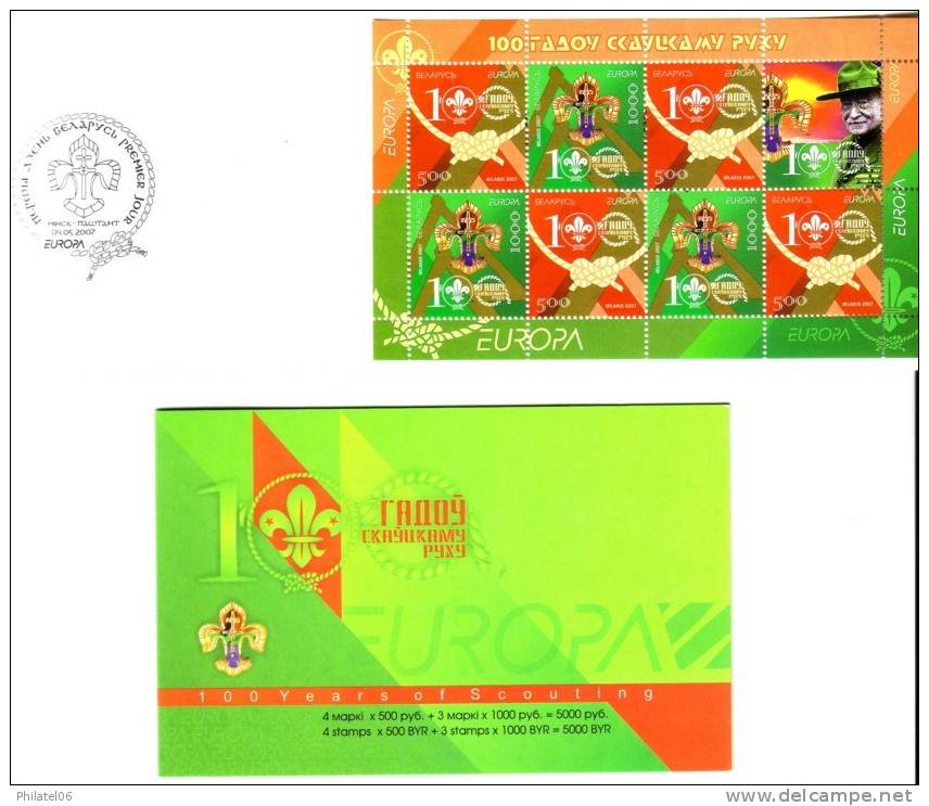 100 ANS DE SCOUTISME   CARNET BELARUS  2007   TIRAGE 10000 - Other & Unclassified