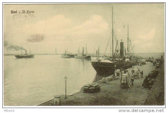 8-Bari-Puglia-Il Porto-Animata Carri-Navi-P.F.v .1916 X Catanzaro. Ottime Condizioni - Bari