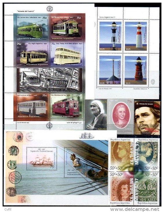 ARGENTINE 1997- COMMEMORATIFS 35v + 4 BF + 1 Carnet - Unused Stamps
