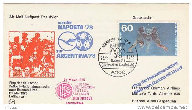 Germany-1978 Soccer World Cup Lufthansa Team Carrier Flight Cover - Other & Unclassified