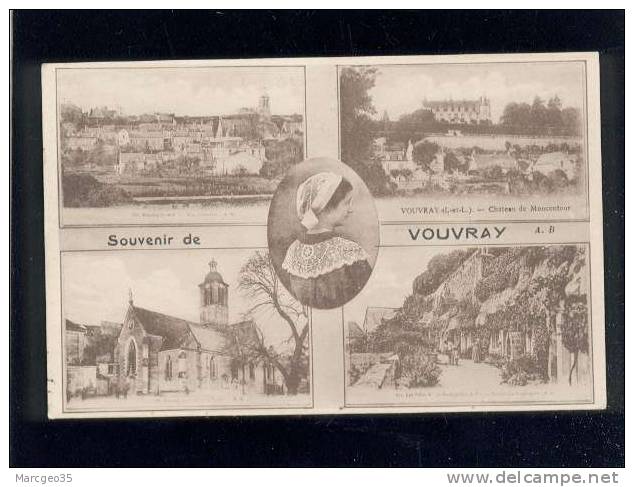 Souvenir De Vouvray Multivue édit.A.B. Coiffe , Chateau,  Troglodyte ... - Vouvray
