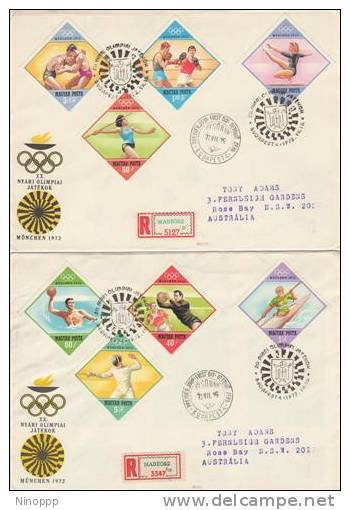 Hungary-1972 Olympic Games Registered Covers Sent To Australia - Other & Unclassified