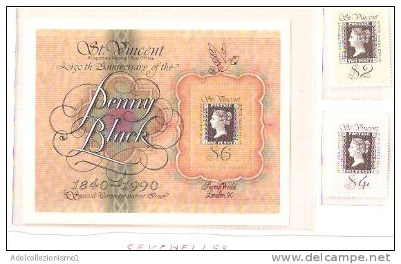 32961) SAN VINCENT- SERIE COMPLETA -MNH** - 150°ann.del Penny Black--LONDON 90+BF - Fogli Completi