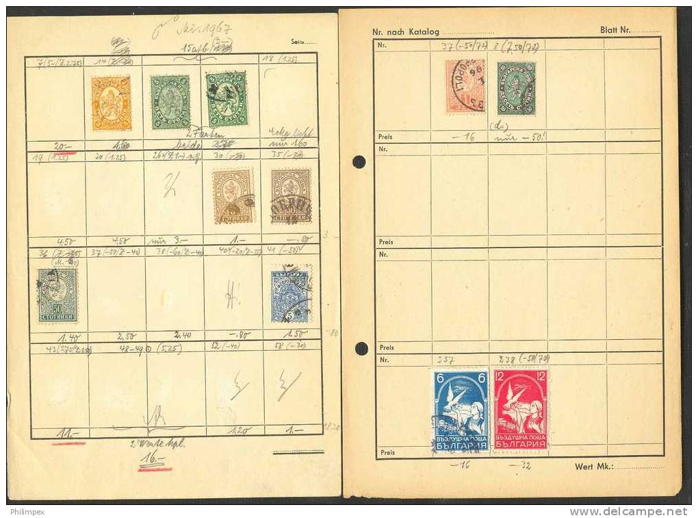 ROMANIA + BULGARIA ON APPROVAL PAGES, 53 STAMPS - Collections