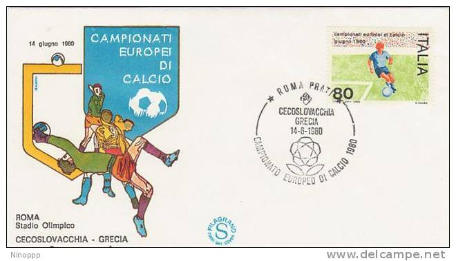 Italy-1980 European Soccer Championship Czechoslovakia 3  - Greece 1 Souvenir Cover - Other & Unclassified