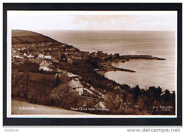 Early Real Photo Postcard New Quay From Penrhiw Cardiganshire Wales - Ref 505 - Cardiganshire