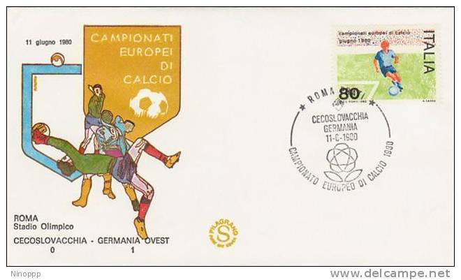 Italy-1980 European Soccer Championship Souvenir Cover, Czechoslovakia 0 - Germany 1 - Other & Unclassified