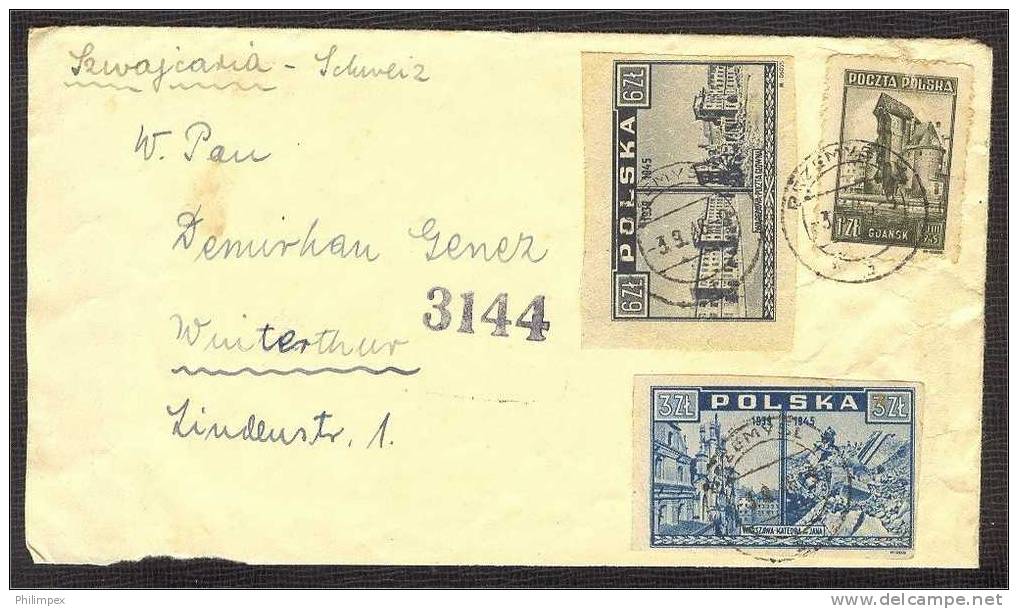 POLAND, CENSOR COVER 1946 FROM PSZEMYSL TO WINTERTHUR SWITZERLAND - Covers & Documents