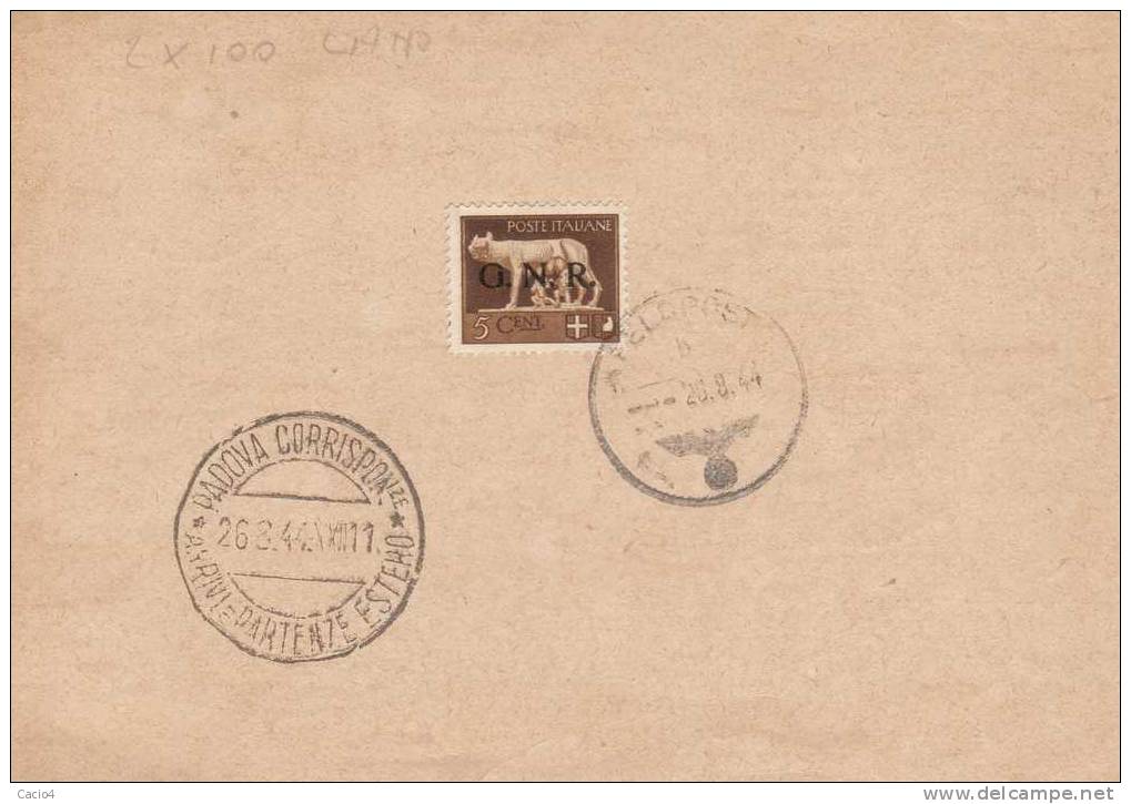 1944 26.8. U470 5c Seppia Da Padova Su Feldpost Citando Hitler A Feldpost 27716-E - Stamped Stationery