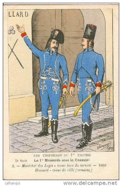 UNIFORMES -regiments -ref 488- Illustrateur E L Bucquoy  -le 1er Hussards Sous Le Consulat- - Uniformes