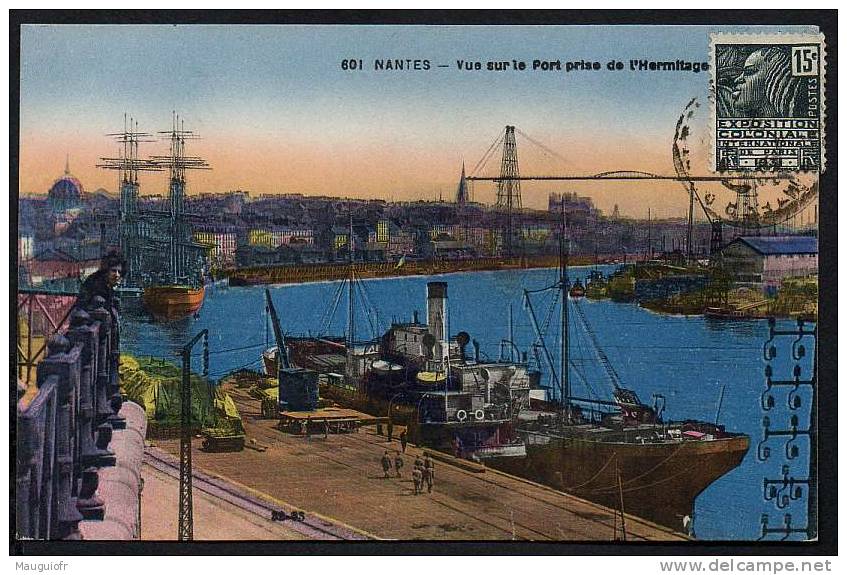 DF / 44   NANTES   VUE SUR LE PORT DE L´ HERMITAGE BATEAUX  VOILIERS  CIRCULEE EN 1931 - Nantes