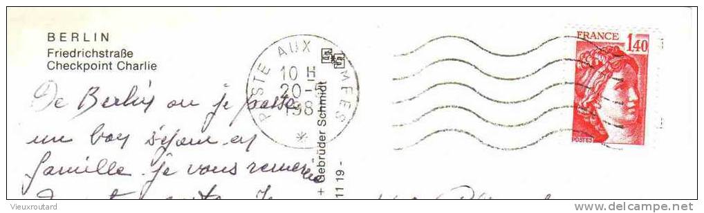 CPSM. NERLIN. FRIEDRICHSTRABE CHECKPOINT CHARLIE. DATEE 1981. - Customs