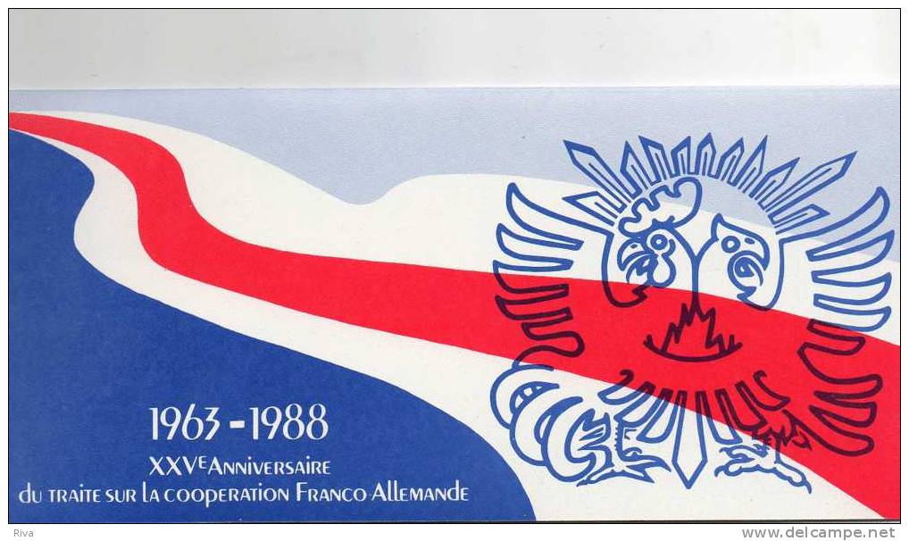 25° ANN /du Traite Sur La Coop/ FRANCO-ALLEMANDE 1963/88 Avec ´ Valeurs France & 4 Valeurs ALLM - Gedenkmarken