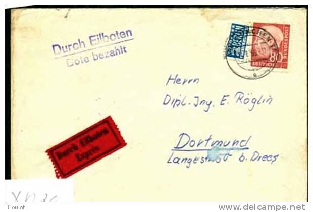 Bund Mi.N° 191  I. Heussausgabe Als Einzelfrankatur Auf Express- Brief Vom 14.1.56 München, Mit Bahnpost O Münster - Kas - Briefe U. Dokumente