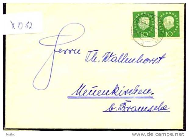 Bund Mi.N°303   Kleiner Heuss Als Paar Auf Trauerbrief  Gestempelt 4.12.59 Ankum Mit Inhalt Nach Neunkirchen Bei Bramsch - Storia Postale