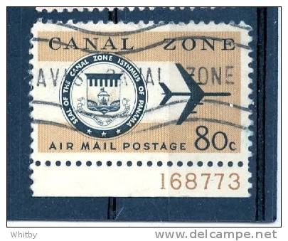 1965 80 Cent Canal Zone Air Mail Issue #C47 Plate Block Number - Kanaalzone