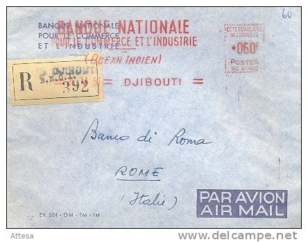 Djibuti 26/4/1956 Da Banque Nationale Pour Le Commerce Et L'Industrie A Banco Di Roma ; Raccomandata - 1946-60: Storia Postale