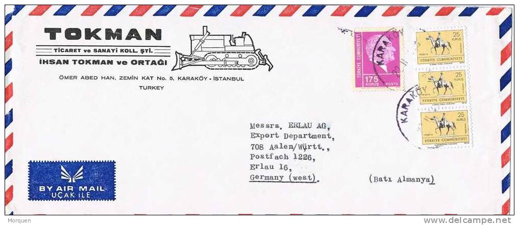 Carta Aerea KARAKOY (Turquia) 1974. Comercial Maquinaria To Germany - Lettres & Documents