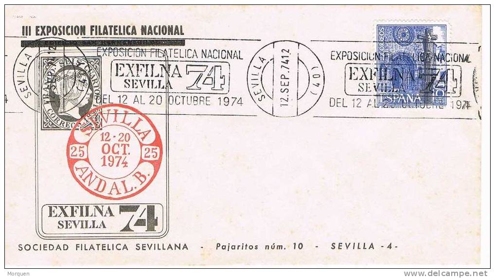 Carta Exfilna Sevilla 1974. Rodillo Publicitario - Cartas & Documentos