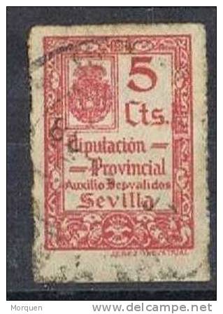 Diputacion Provincial SEVILLA 5 Cts, Guerra Civil - Spanish Civil War Labels