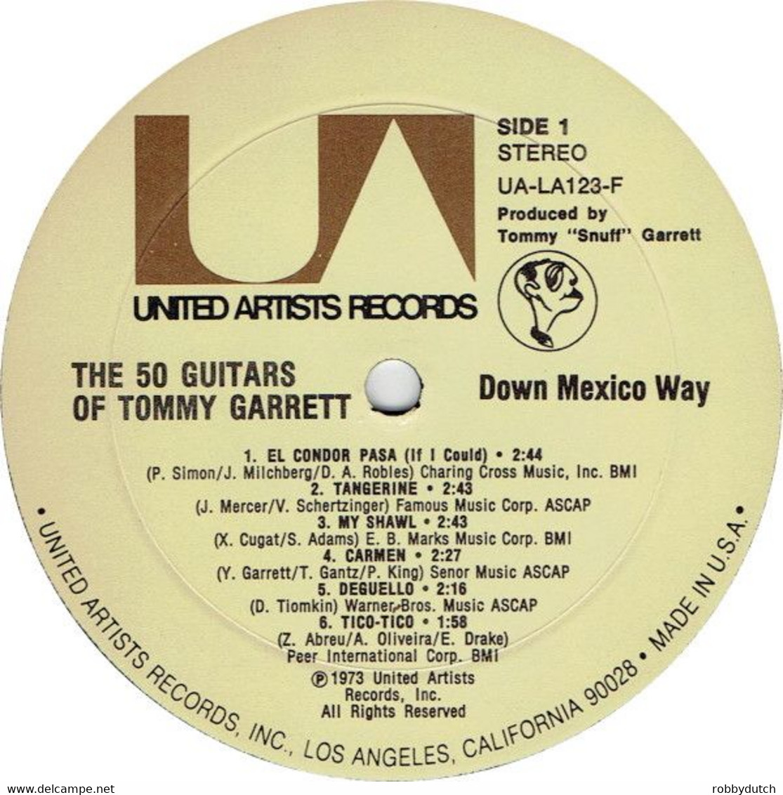 * LP *  THE 50 GUITARS OF TOMMY GARRETT - DOWN MEXICO WAY (USA 1973) - Instrumentaal