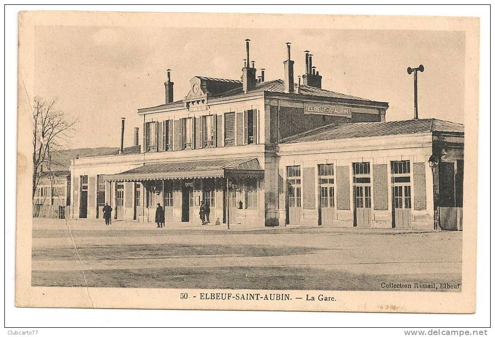 Elbeuf-Saint-Aubin (76) : La Gare Environ 1910 (animée). - Elbeuf