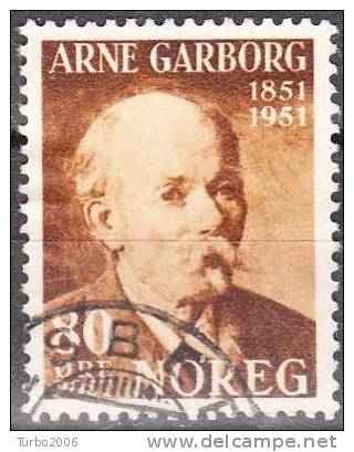 Norway 100 Birthday Of Arne Garborg 80 Ore Olivebrown  Mi 371 - Oblitérés