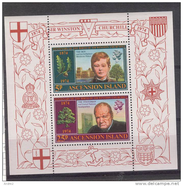 Ascension 1974 Birth Centenary Of Sir Winston Churchill.+ Miniatuire Sheet  *** MNH - Ascension