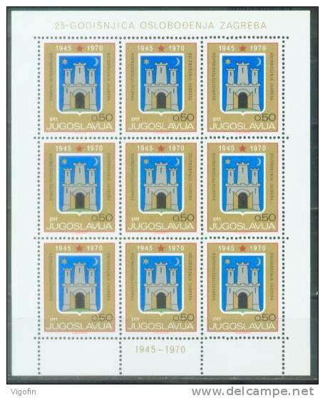 YU 1970-1381 25A°FREEDOM OF ZAGREB, YUGOSLAVIA, MS, MNH - Blocks & Sheetlets