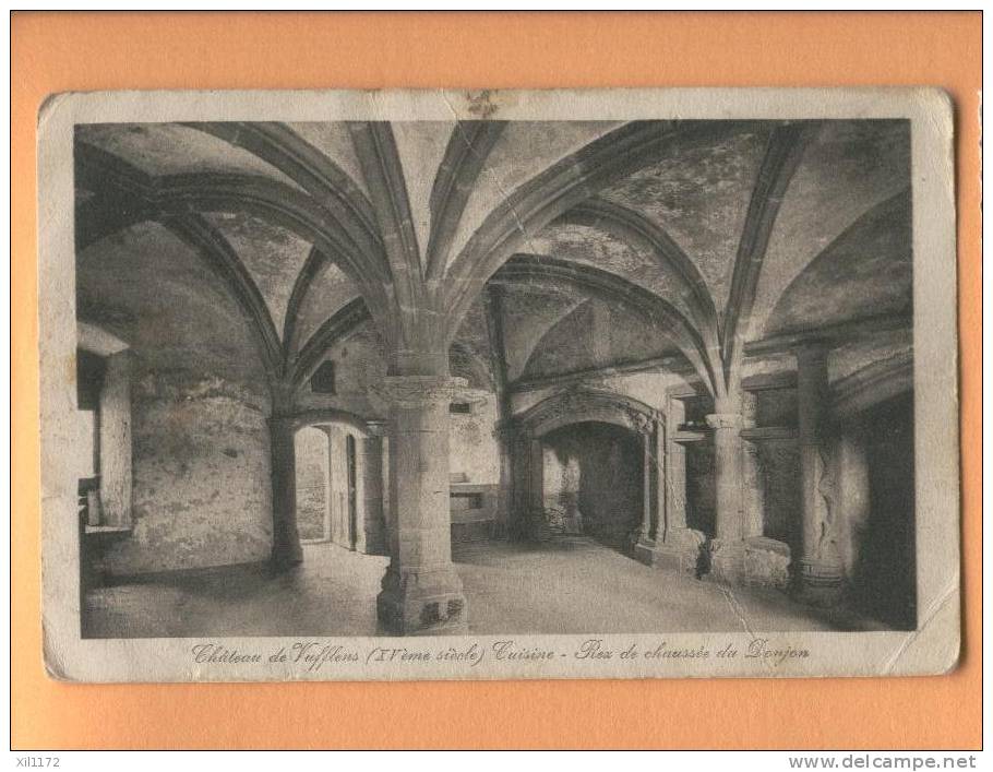 G917 Château De Vufflens, Cuisine, Rez De Chaussée Du Donjon. En L'état. Cachet Militaire, 1913 Vers Le Lieu - Le Lieu