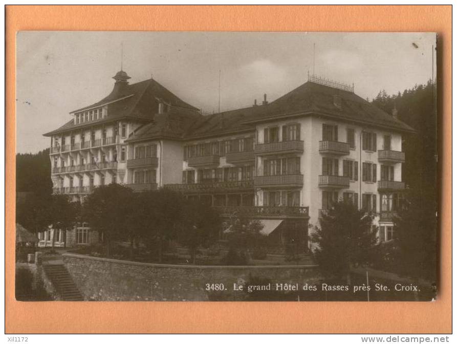 G928 Le Grand Hôtel Des Rasses Près Ste Croix,Sépia. Cachet Les Rasses 1922 Vers Concise. - Concise