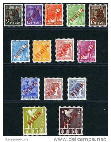 Germany Berlin 9N21-34 Mint Never Hinged Overprint Set From 1948-49, Expertized - Neufs