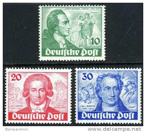 Germany Berlin 9N61-63 Mint Never Hinged Goethe Set From 1949 - Unused Stamps