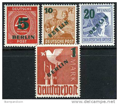 Germany Berlin 9N64-67 Mint Never Hinged Surcharged Set From 1949 - Unused Stamps