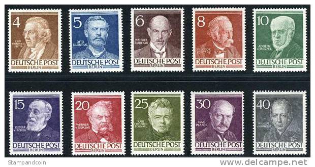 Germany Berlin 9N84-93 Mint Never Hinged Portrait Set From 1952-53 - Unused Stamps