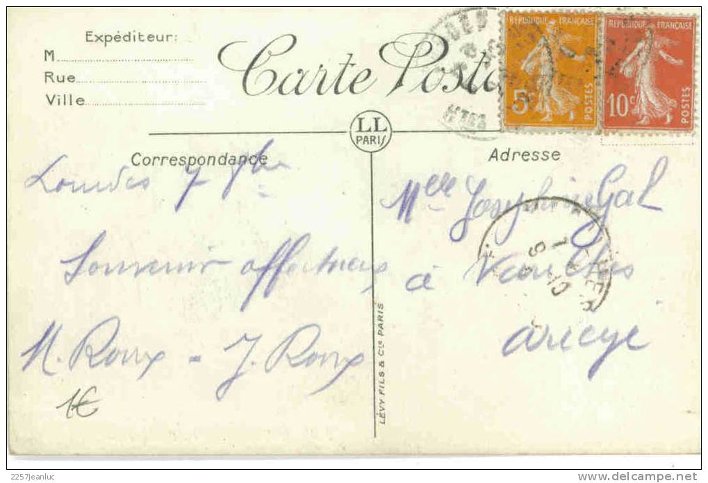 Timbres 5 & 10c Semeuse Sur Cpa Lourdes La Basilique Colloree - Lettres & Documents