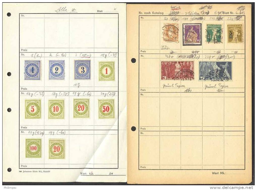 SWITZERLAND, GROUP 78 STAMPS WITH EXCELLENT 40 CENTIMES Strubel/Rappen GREEN - Collections