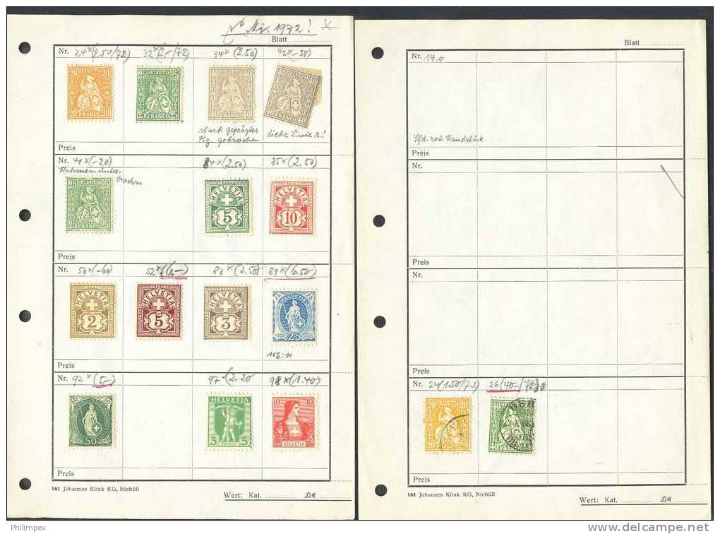 SWITZERLAND, GROUP 78 STAMPS WITH EXCELLENT 40 CENTIMES Strubel/Rappen GREEN - Collezioni