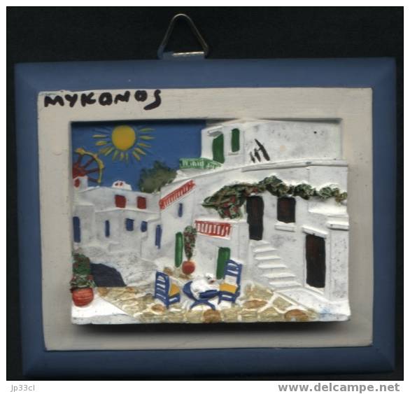 Souvenir De Mykonos, Plaquette Murale En Plâtre - Obj. 'Souvenir De'
