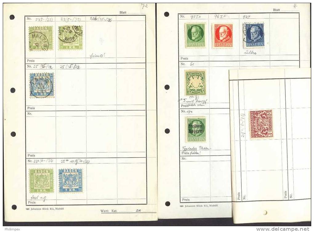 OLD GERMAN STATES, LOT  APPROVAL PAGES - BAVARIA And BADEN - Collections